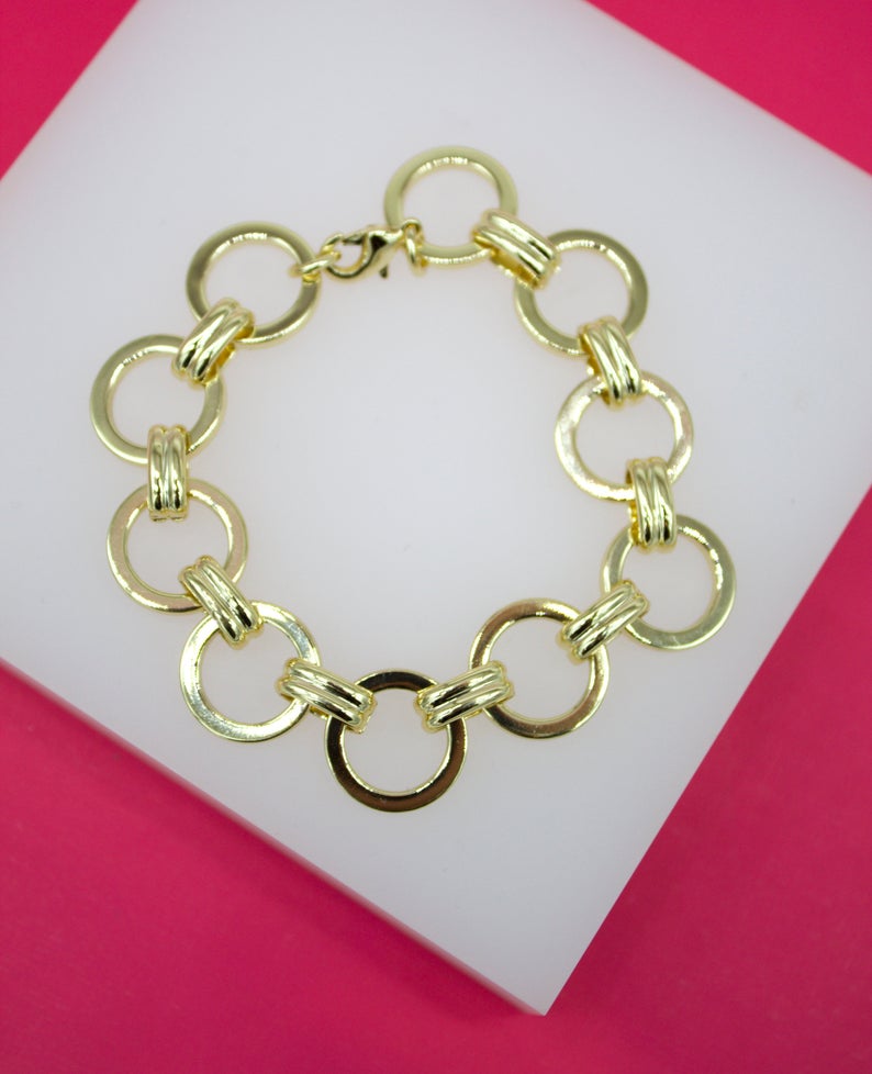 15mm Designed Circle Link Bracelet (I361)-0