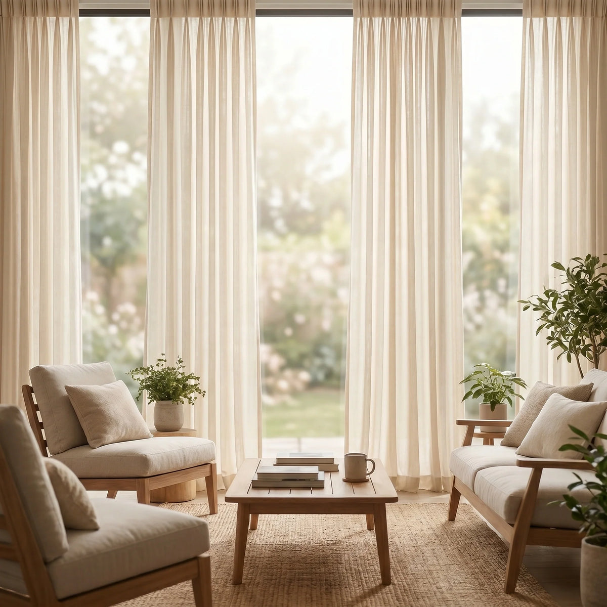 Calliope Cream Linen Voile Curtain-0