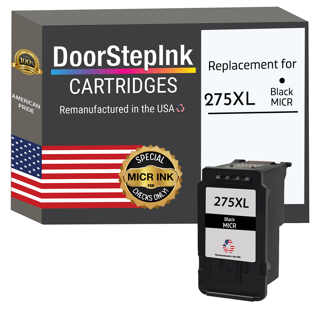 DoorStepInk Brand Magnetic Ink for Check Printers for Canon 275XL Black MICR Remanufactured in the USA Ink Cartridges-0