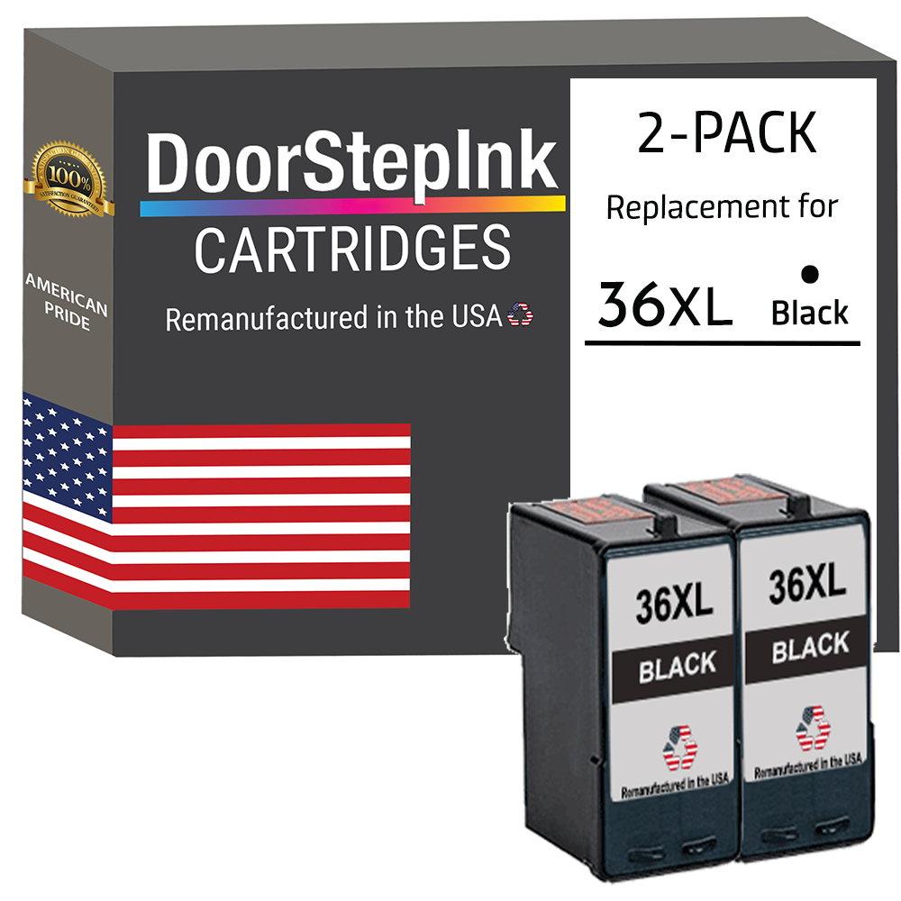 DoorStepInk Brand for Lexmark #36XL Black Remanufactured in the USA Ink Cartridges Twin Pack, 18C2170-0