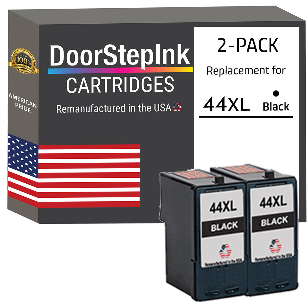 DoorStepInk Brand for Lexmark #44XL Black Remanufactured in the USA Ink Cartridges Twin Pack, 18Y0144-0