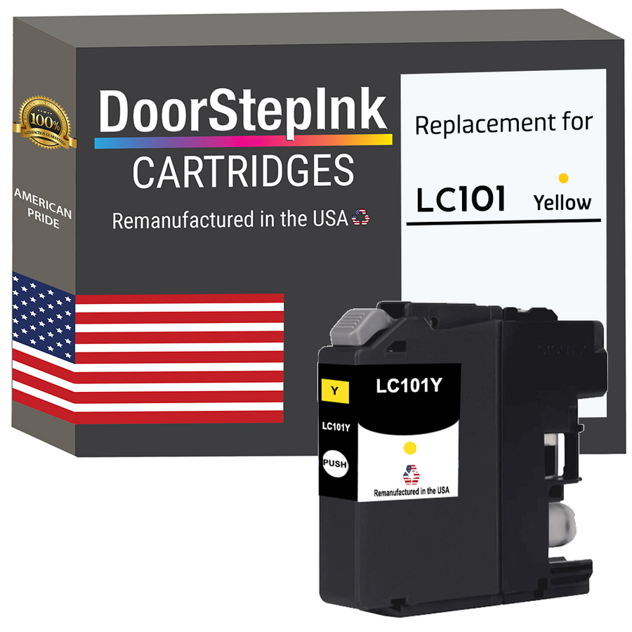 DoorStepInk Brand for Brother LC101Y Yellow Remanufactured in the USA Ink Cartridge, LC-101Y