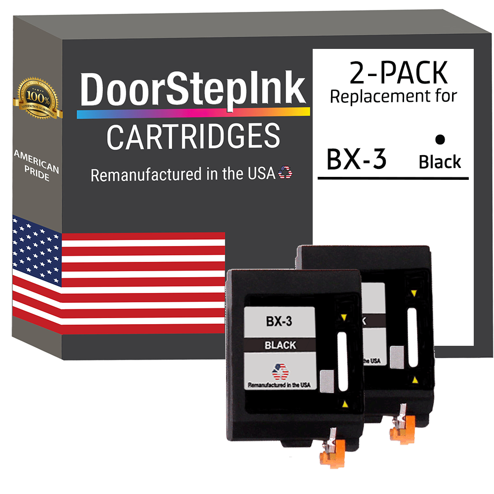 DoorStepInk Remanufactured in the USA Ink Cartridges for Canon BX-3 Black Twin Pack-0