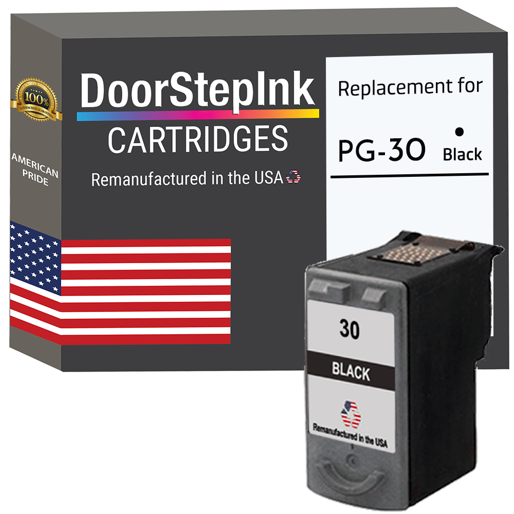 DoorStepInk Brand for Canon PG-30 Black Remanufactured in the USA Ink Cartridge-0