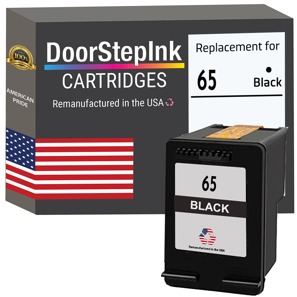 DoorStepInk Brand for HP 65 (N9K02AN) Black Remanufactured in the USA Ink Cartridge, N9K02AN-0