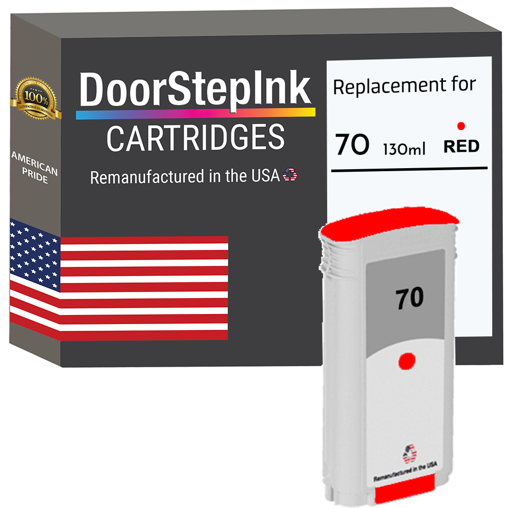 DoorStepInk Brand for HP 70 130-ml (C9456A) Red Remanufactured in the USA Ink Cartridge, C9456A-0