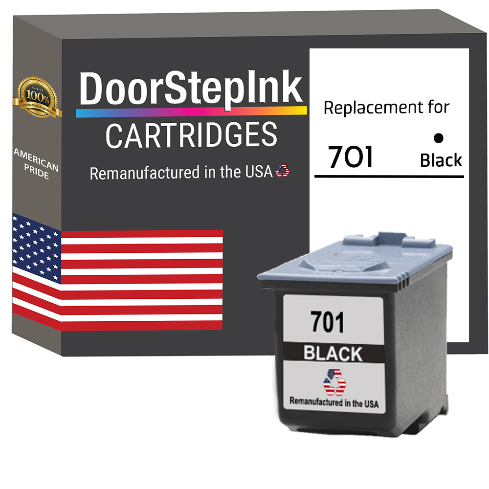 DoorStepInk Brand for HP 701 (CC635A) Black Remanufactured in the USA Ink Cartridge-0
