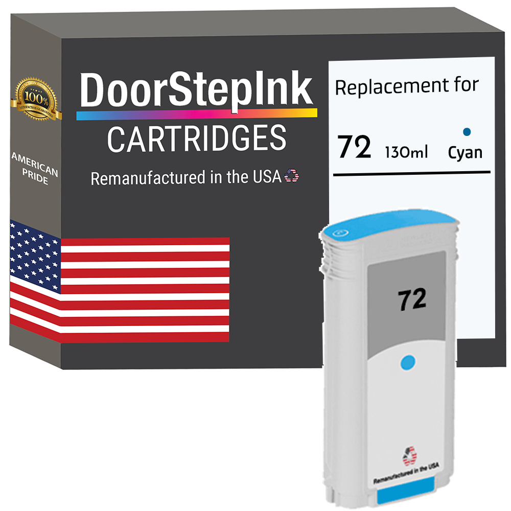 DoorStepInk Brand for HP 72 130-ml (C9371A) Cyan Remanufactured in the USA Ink Cartridge, C9371A-0