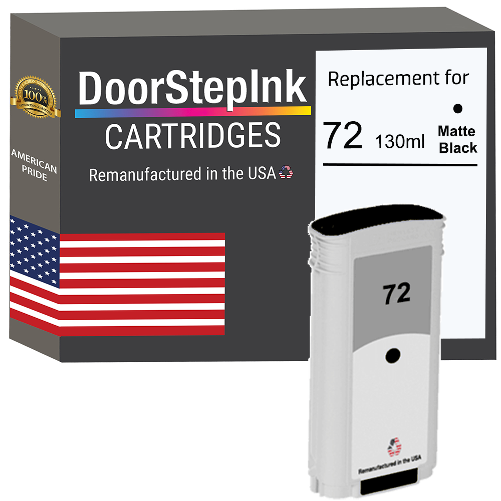 DoorStepInk Brand for HP 72 130-ml (C9403A) Matte Black Remanufactured in the USA Ink Cartridge, C9403A-0