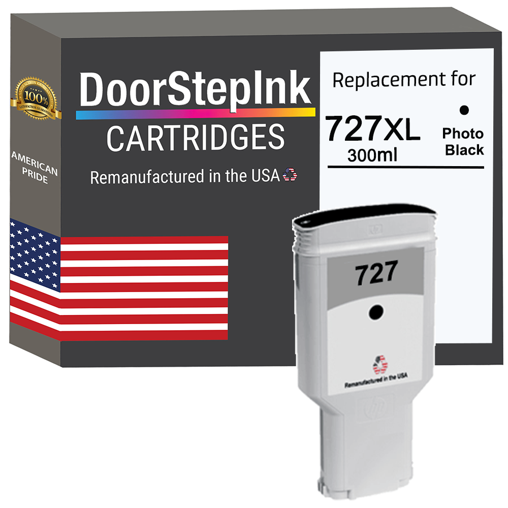 DoorStepInk Brand for HP 727XL 300mL (F9J79A) Photo Black Remanufactured in the USA Ink Cartridges, F9J79A-0