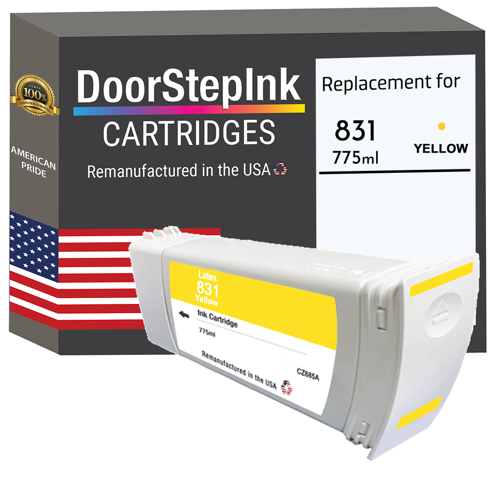 DoorStepInk Brand for HP 831A (CZ685A) Yellow Latex 775-ml High Quality Remanufactured in the USA Ink Cartridge-0