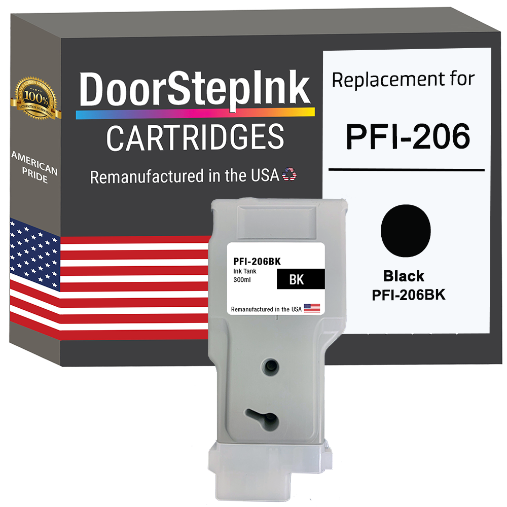 DoorStepInk Brand for Canon PFI-206 300mL Black PFI-206BK Remanufactured in the USA Ink Cartridge-0