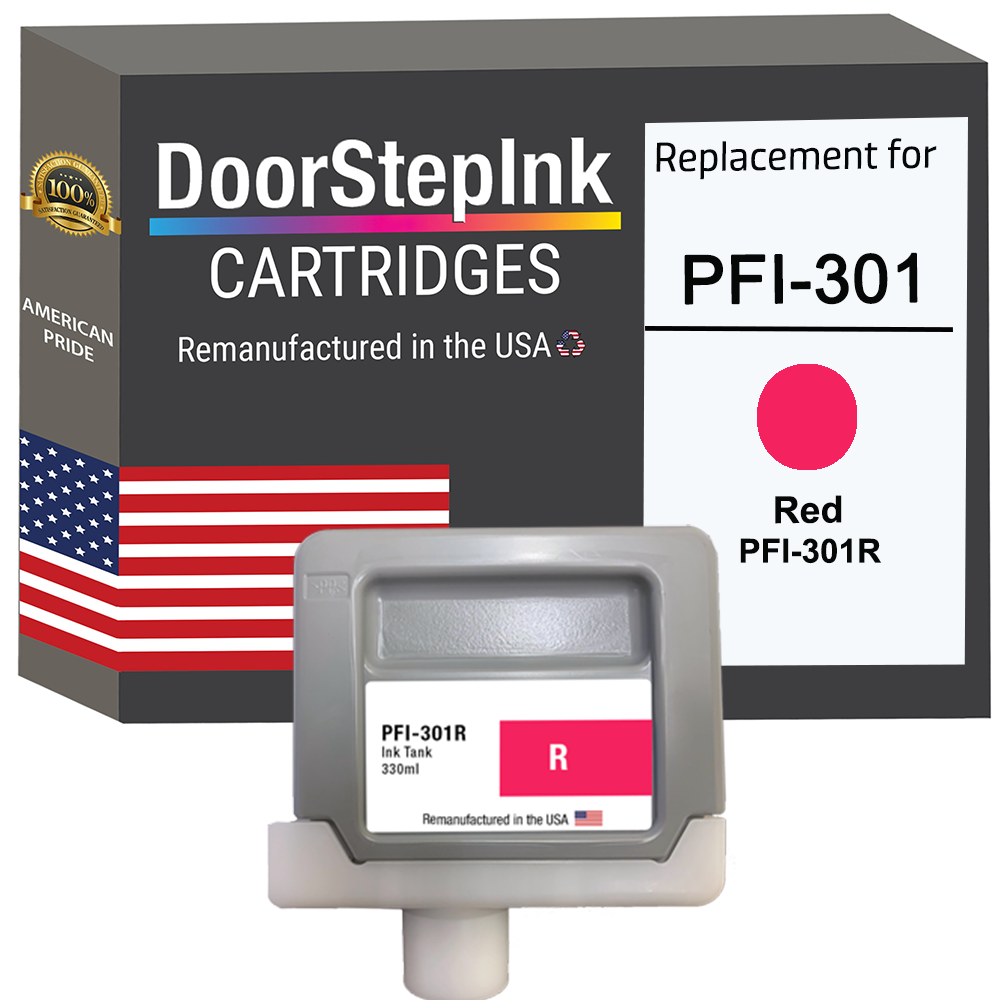 DoorStepInk Brand for Canon PFI-301 330mL Red PFI-301R Remanufactured in the USA Ink Cartridge-0
