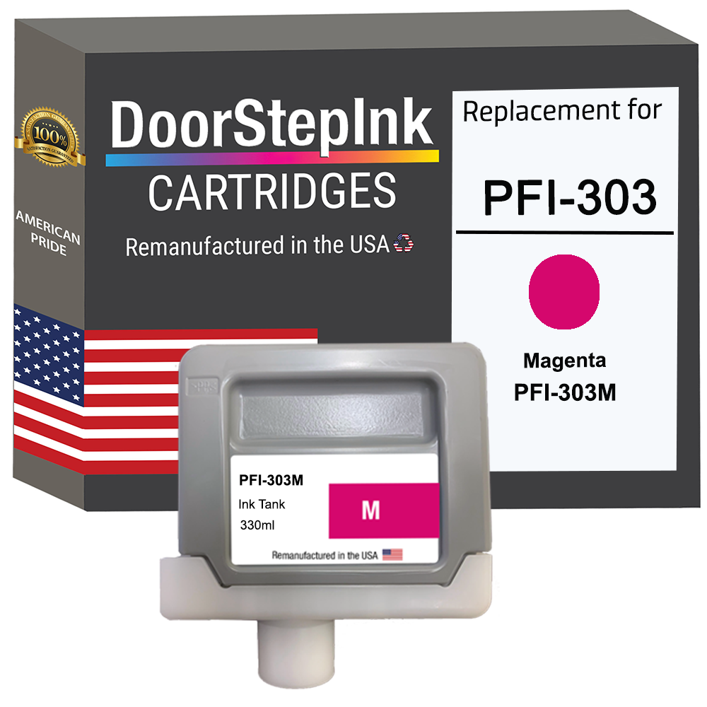 DoorStepInk Brand for Canon PFI-303 330ML Magenta Remanufactured in the USA Ink Cartridge-0