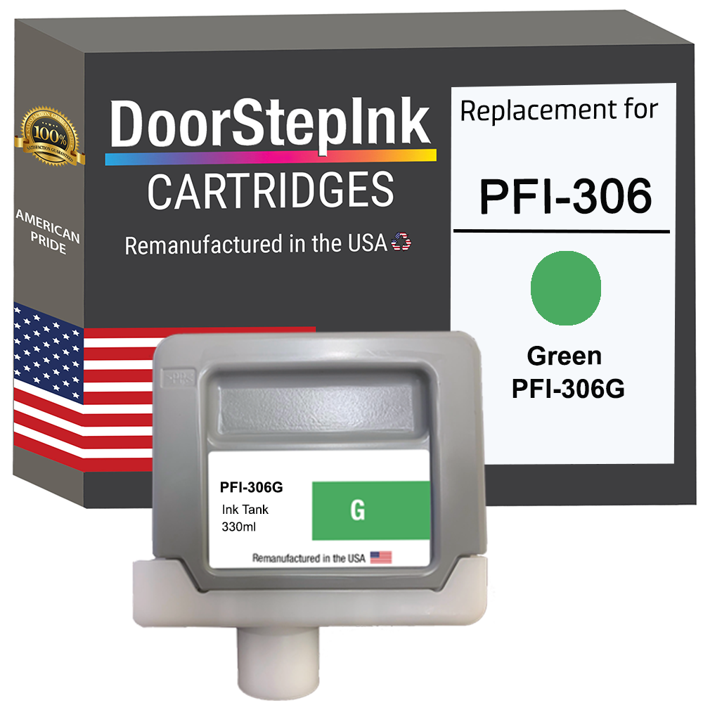 DoorStepInk Brand for Canon PFI-306 330ML Green Remanufactured in the USA Ink Cartridge-0