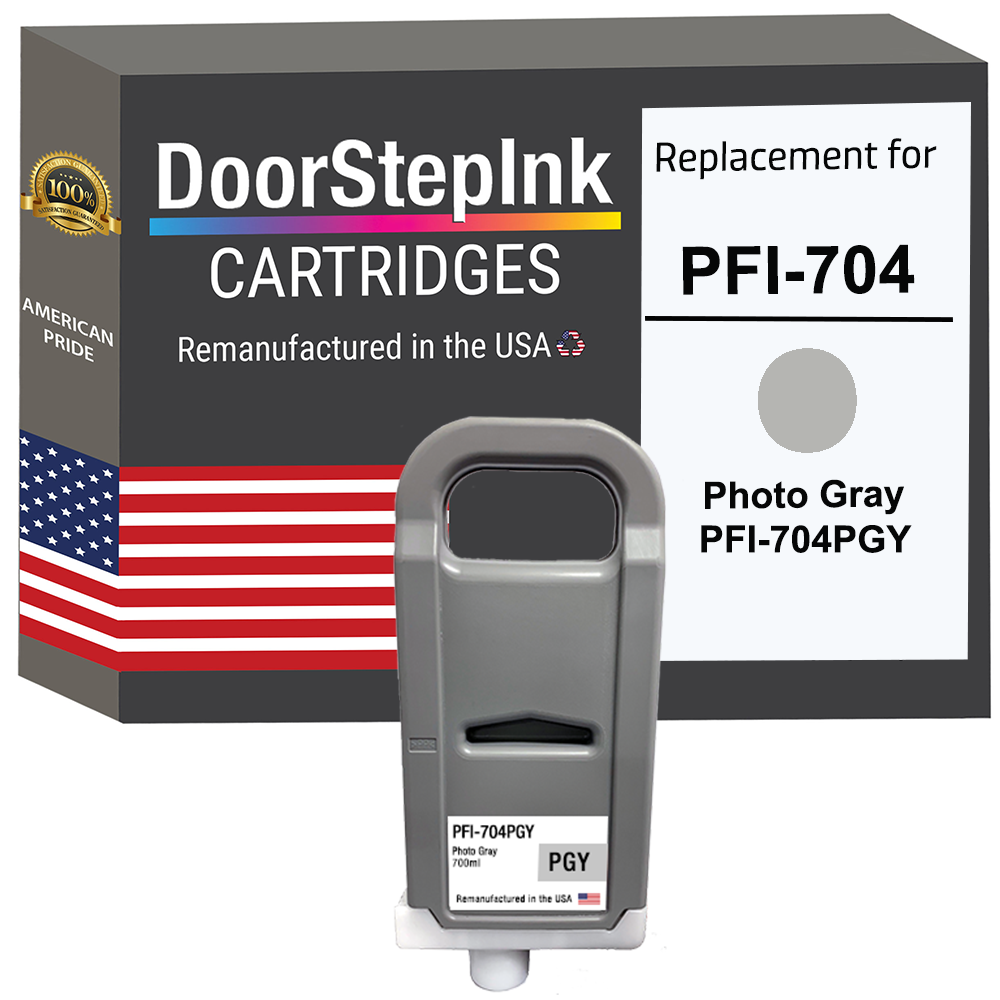 DoorStepInk Remanufactured in the USA Ink Cartridge for Canon PFI-704 700mL Photo Gray PFI-704PGY-0