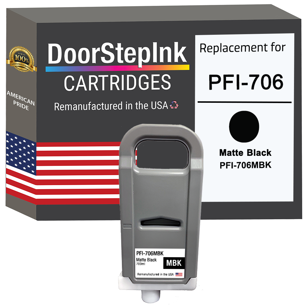 DoorStepInk Brand for Canon PFI-706 700mL Matte Black PFI-706MBK Remanufactured in the USA Ink Cartridge-0