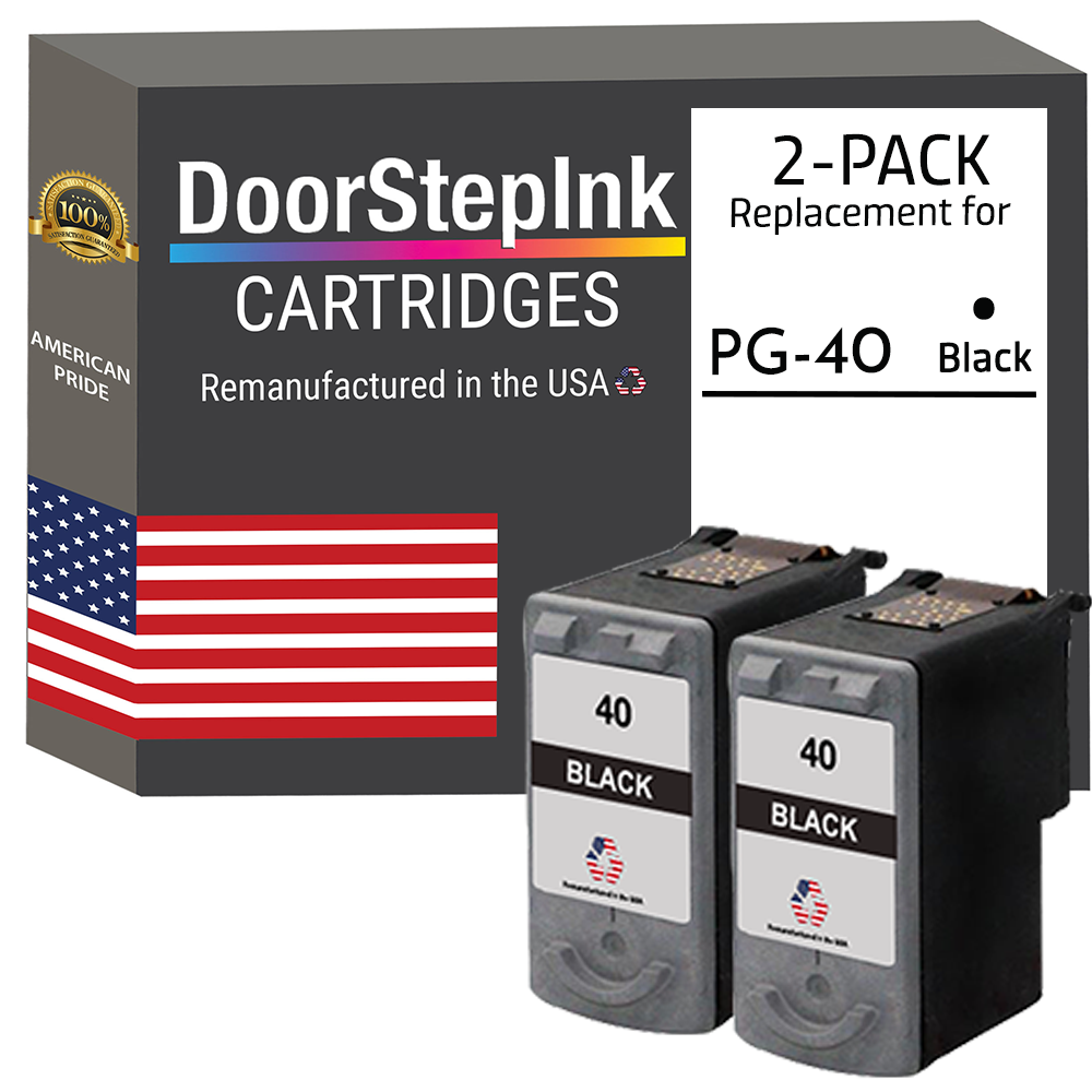 DoorStepInk Brand for Canon PG-40 Black Twin Pack Remanufactured in the USA Ink Cartridges-0