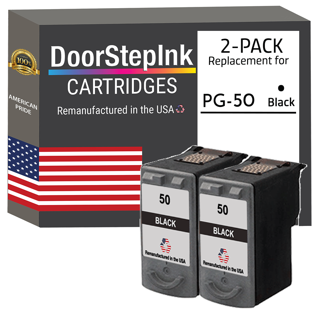 DoorStepInk Brand for Canon PG-50 Black Twin Pack Remanufactured in the USA Ink Cartridges-0