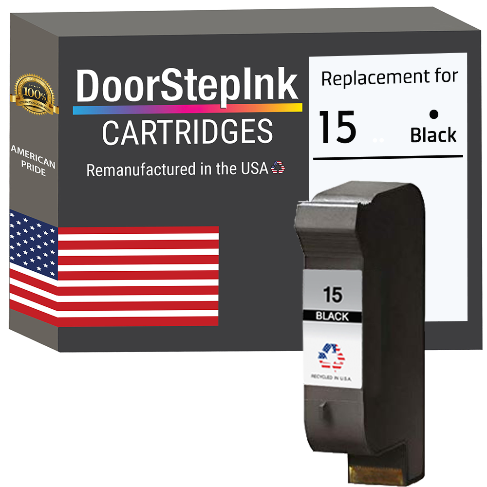 DoorStepInk Brand for HP 15 (C6615DN) Black Remanufactured in the USA Ink Cartridge, C6615DN-0