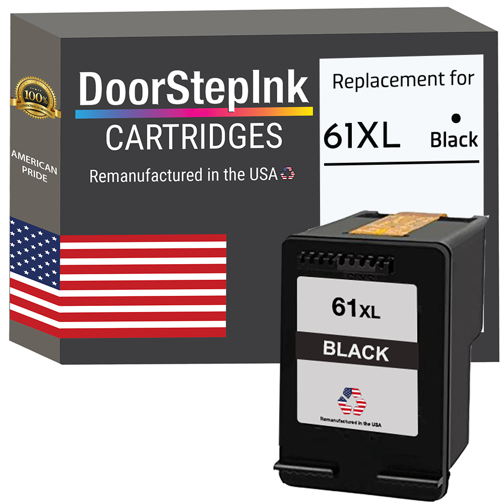 DoorStepInk Brand for HP 61XL (CH563WN) Black Remanufactured in the USA Ink Cartridges, CH563WN-0
