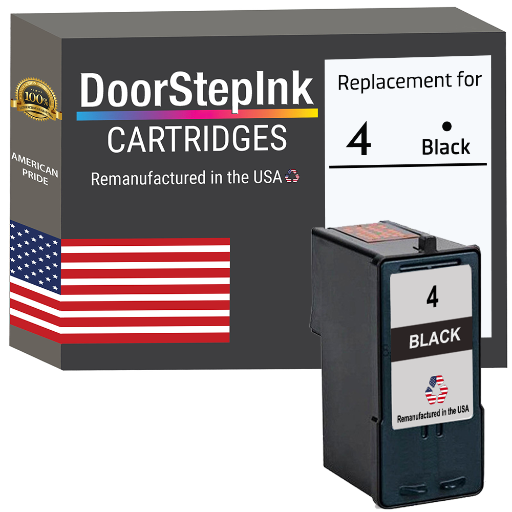 DoorStepInk Brand for Lexmark #4 Black Remanufactured in the USA Ink Cartridge, 18C1974-0