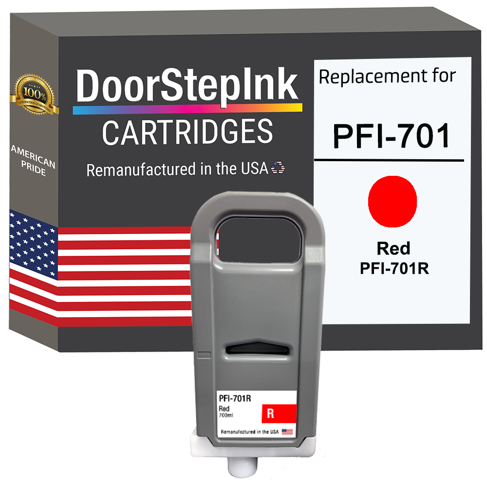 DoorStepInk Brand for Canon PFI-701 700mL Red PFI-701R Remanufactured in the USA Ink Cartridge-0