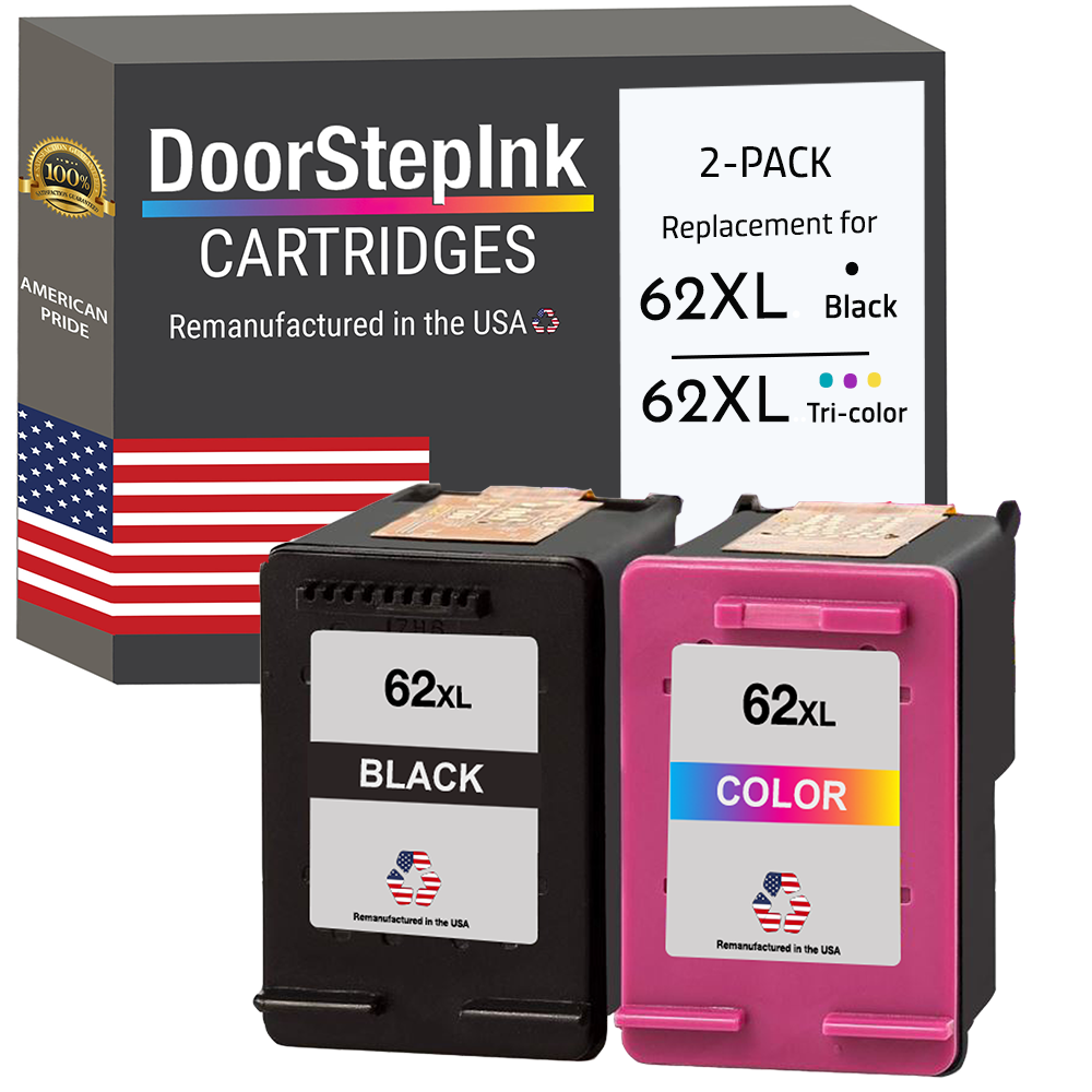 DoorStepInk Brand for HP 62XL Black / Tri-Color Combo Pack Remanufactured in the USA Ink Cartridges-0