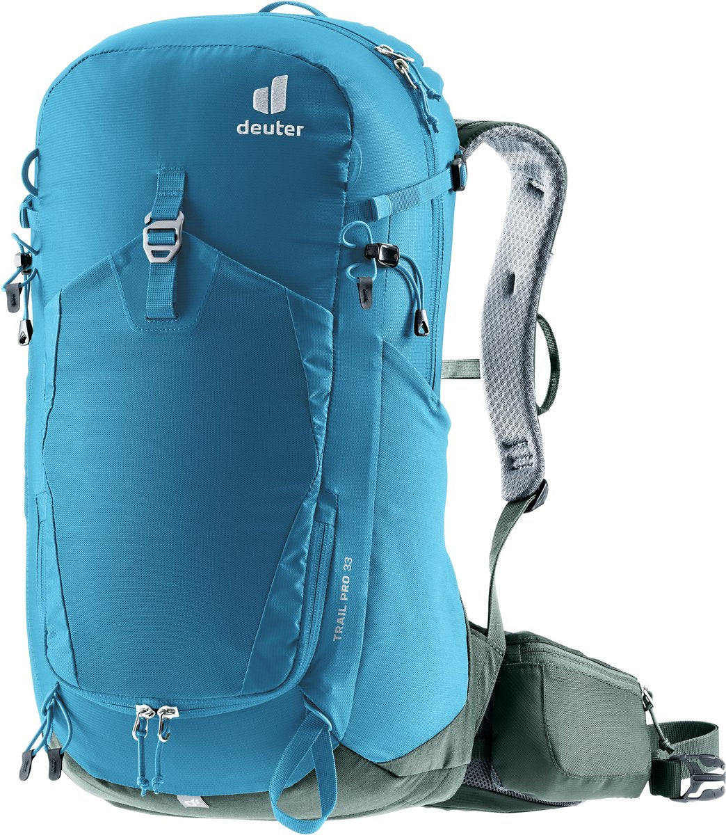 Deuter trail pro 33 trekking backpack – aircontact trail pro carrying system – 33 liters – including rain cover – wave-ivy-0