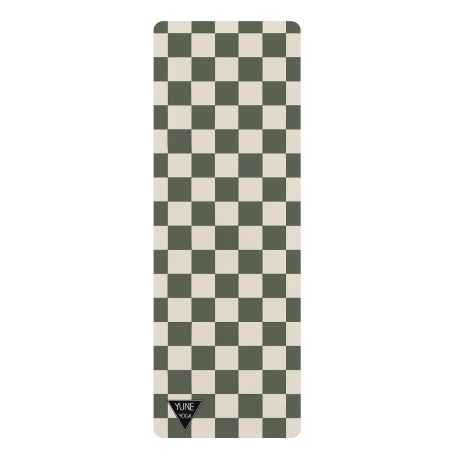 Checker Pattern Green Natural Rubber Yoga Mat