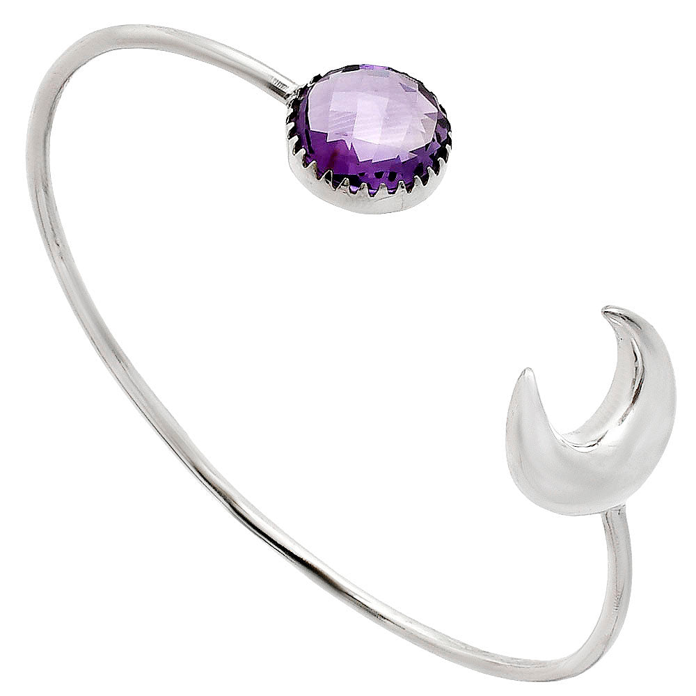 Premium Crescent Moon Amethyst Briolette Cuff Bangle Bracelet B-1046 11-EB10008-0