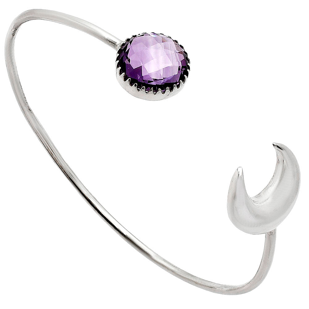 Premium Crescent Moon Amethyst Briolette Cuff Bangle Bracelet B-1046 11-EB10009-1