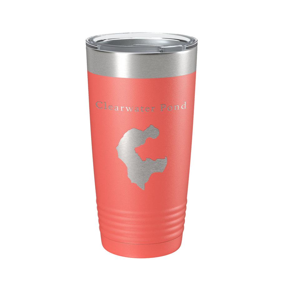 Clearwater Pond Lake Map Tumbler Travel Mug Insulated Laser Engraved Coffee Cup Maine 20 oz