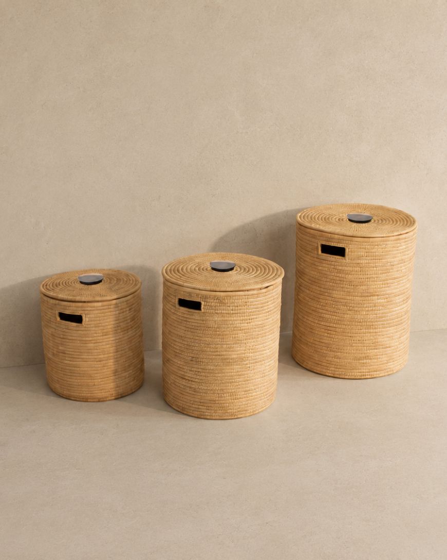Malawi Floor Baskets with Wooden Handle-0