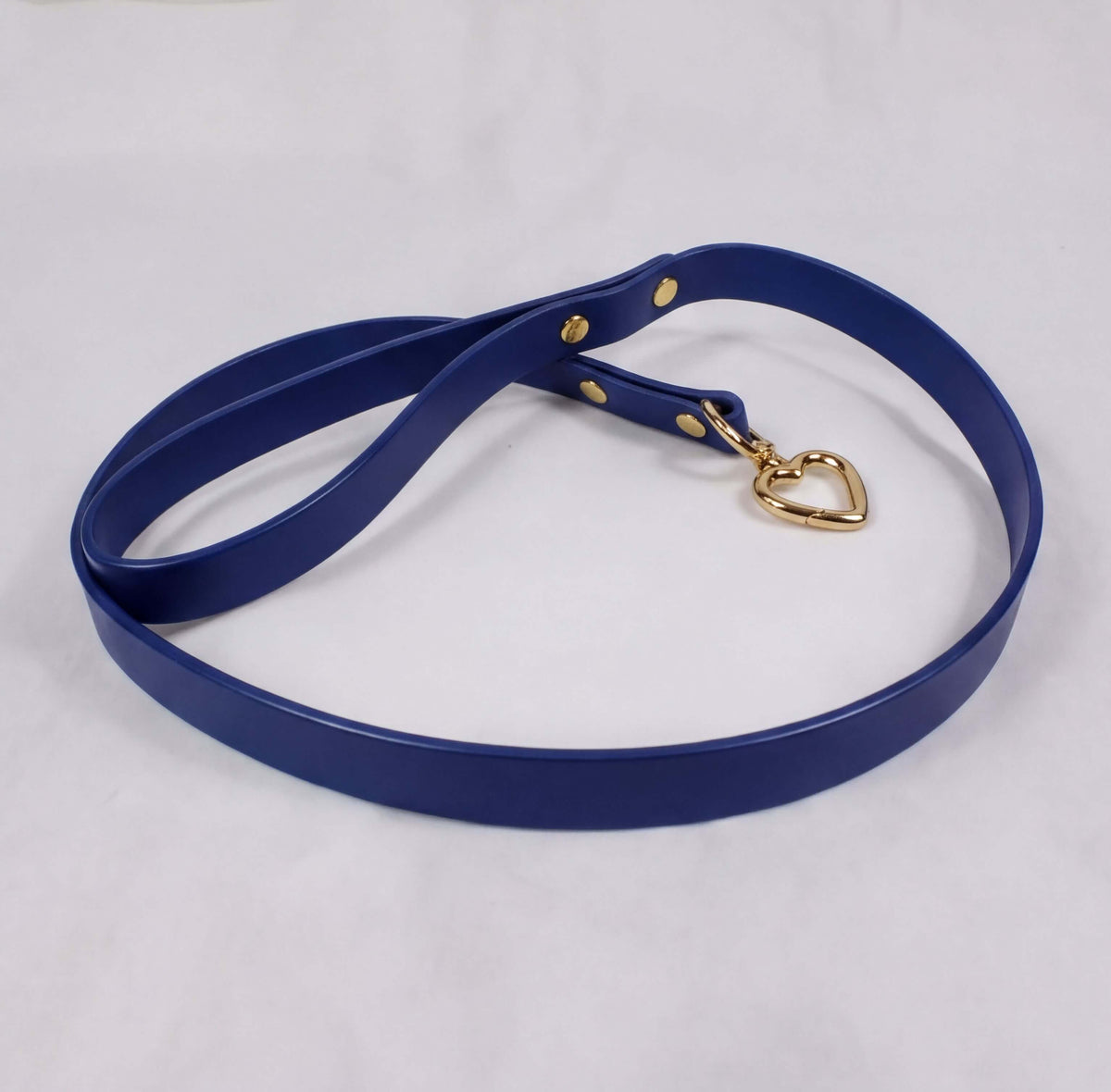 Blue Leather BDSM Leash, 90 Cm Leather Bondage Leash Chrome Clips-0