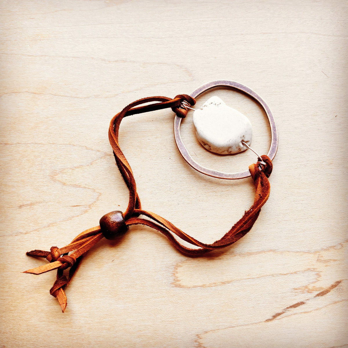 White Turquoise Bracelet w/ Adjustable Ties 010h-0