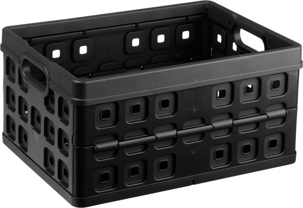 Sunware square folding crate 32l - 49x36x24.5 cm - black shopping crate-0