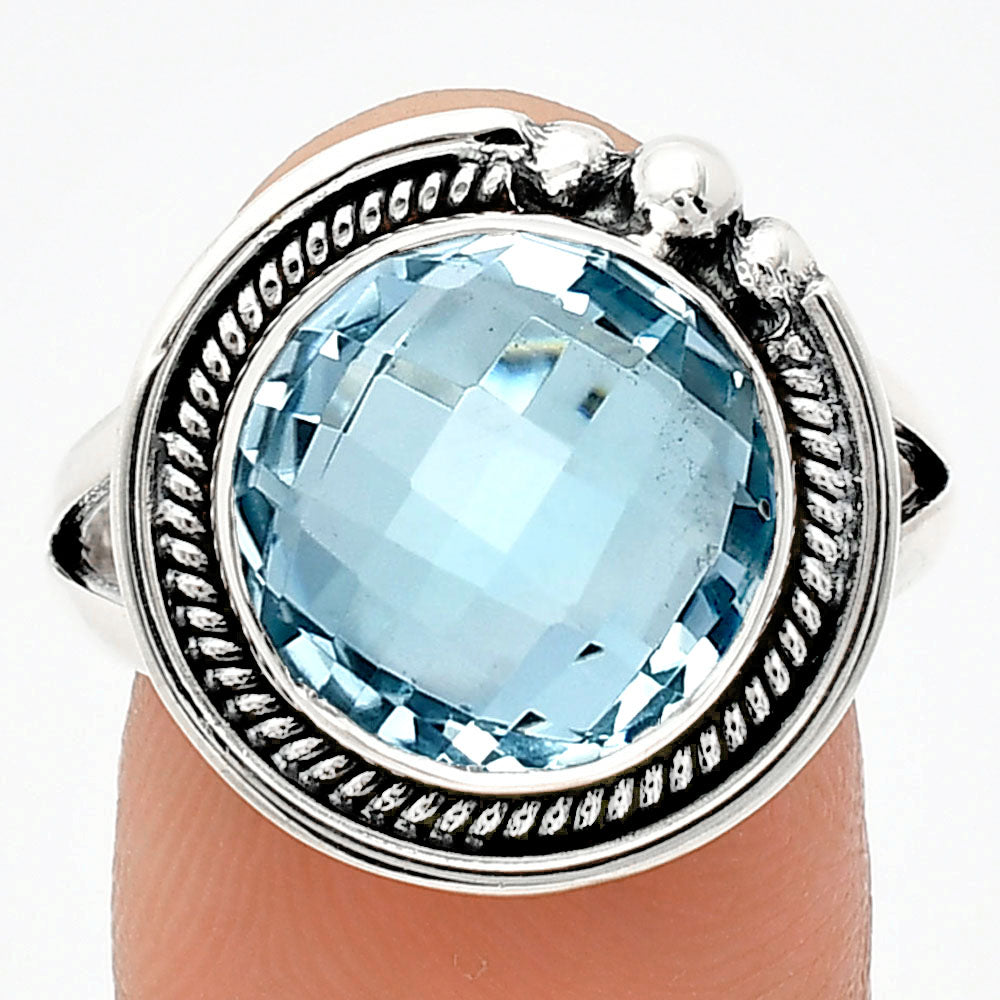 Premium Quality Sky Blue Topaz Checker Briolette Ring size-9.5 R-1148 13-ER10123-0