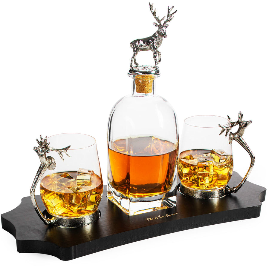 Whiskey Stag Decanter Set Premium Barware Gift Elegant Drinkware Collection