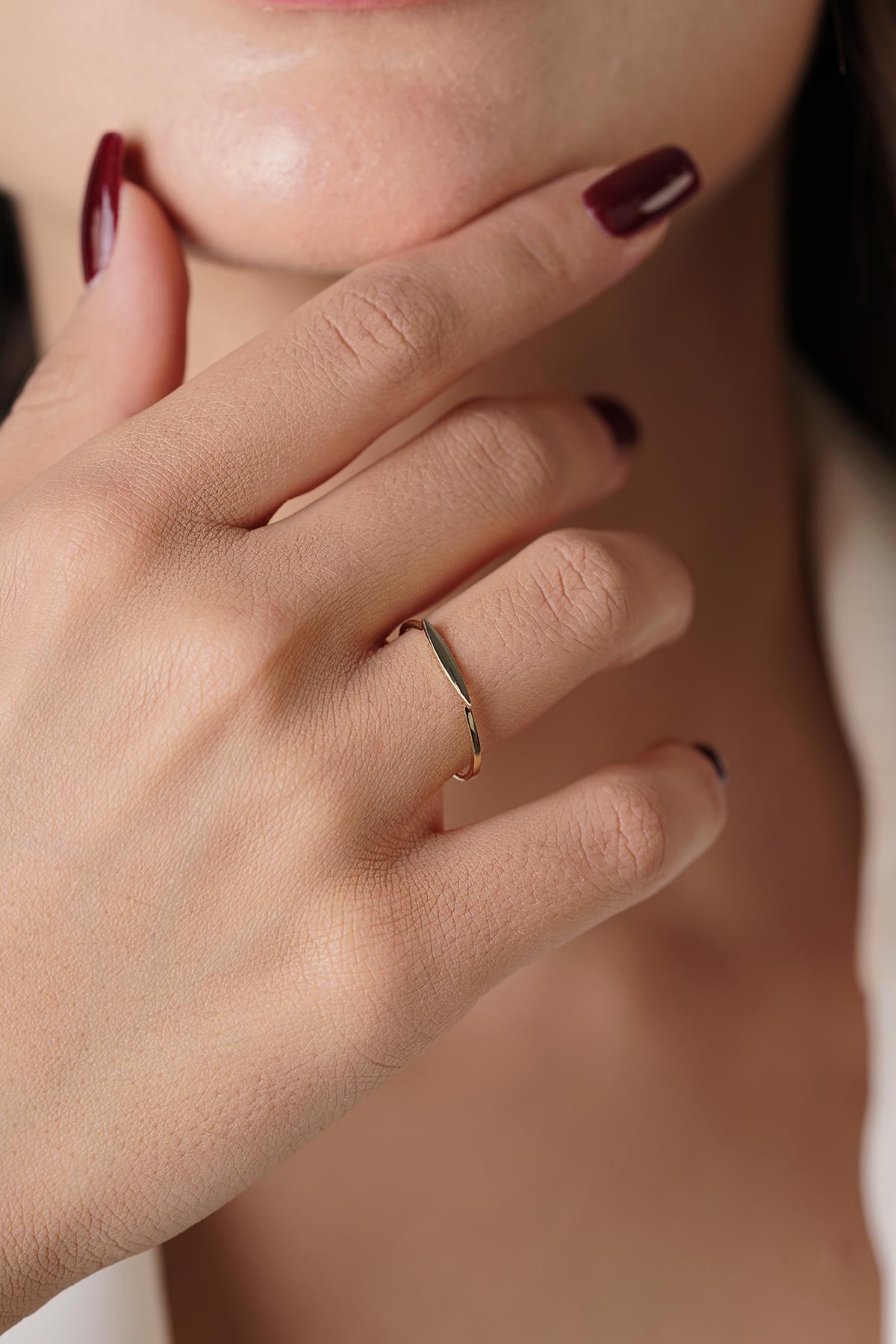 14ct Gold Slim Signet Ring-0
