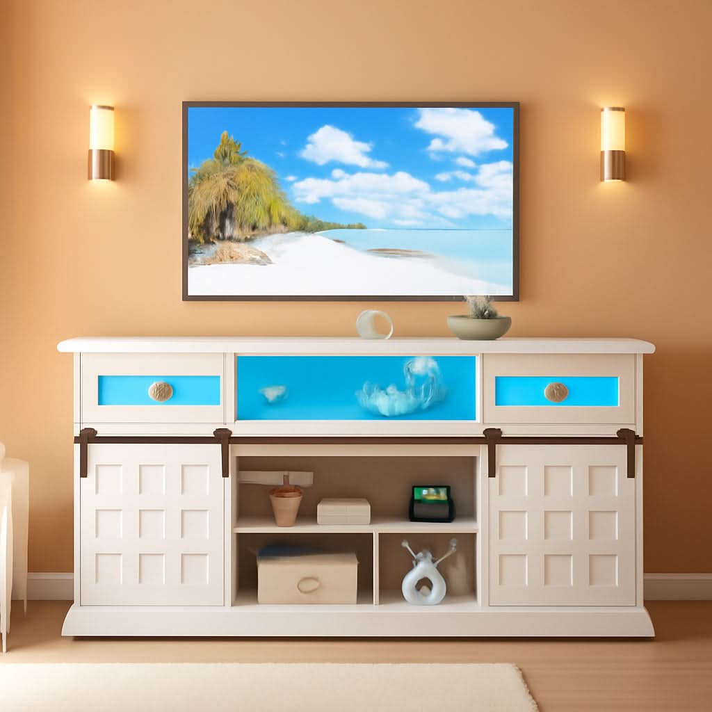 White Brown Farmhouse TV Stand 80 Inch Televisions-0