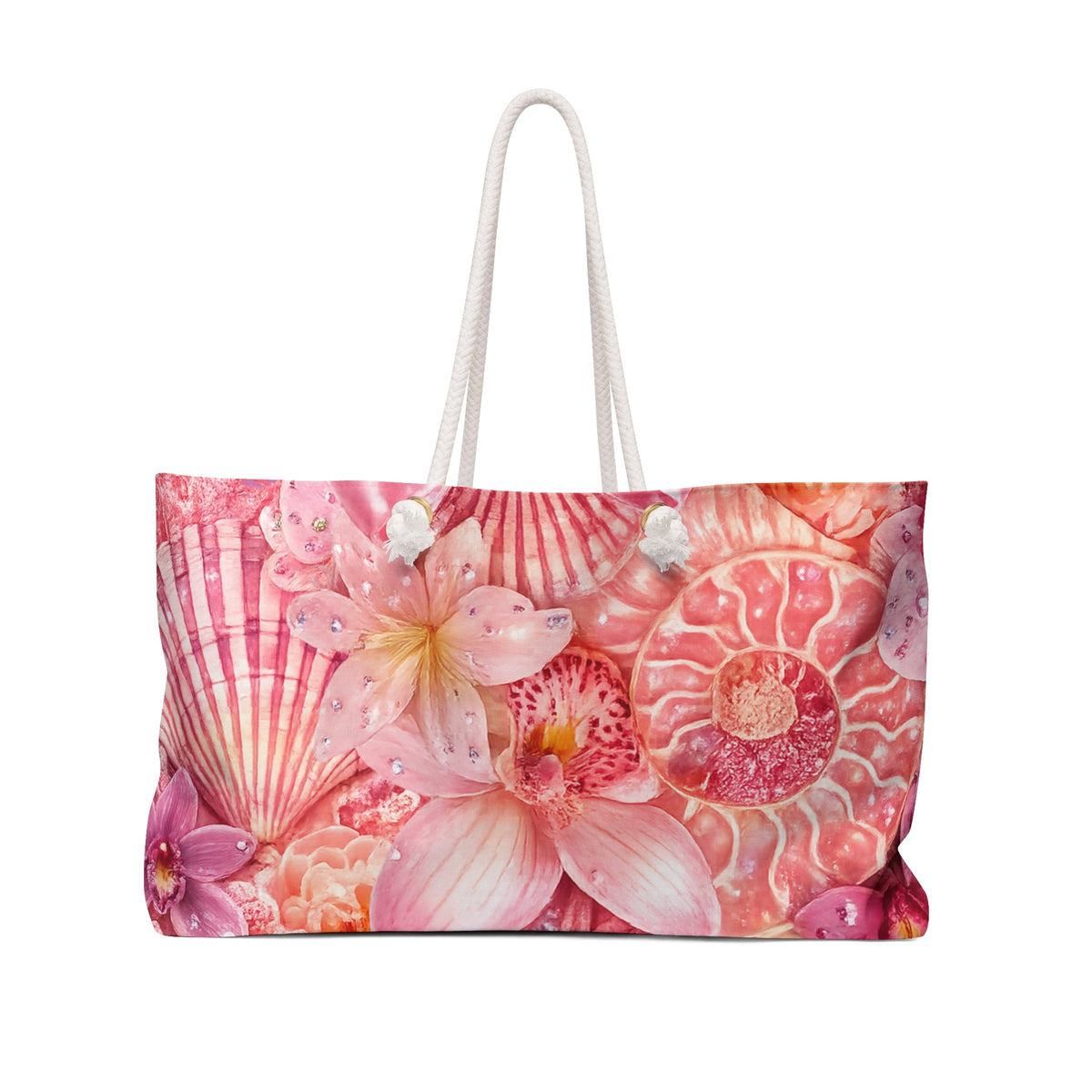 Pink Seashell/Floral Weekender Beach Bag-0