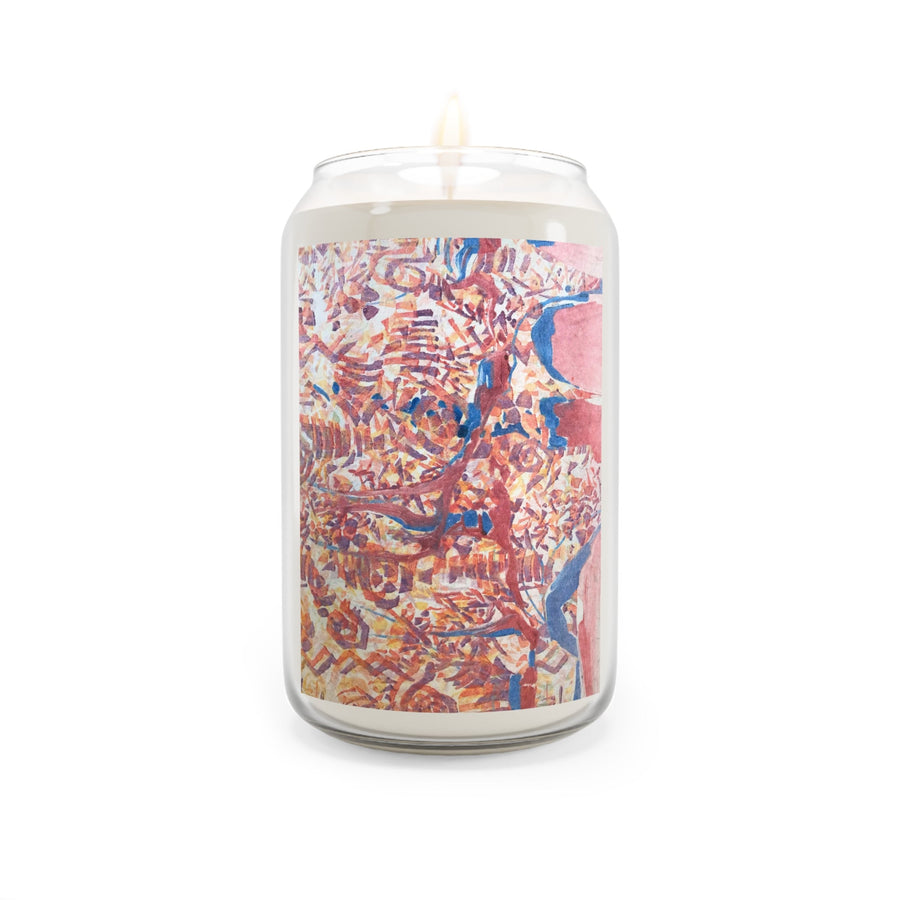 13.75oz Eco-Friendly Scented or Unscented Soy Wax Candle Jar with 'Abstract Fusion' Abstract Artwork by American Artist Barbara Cleary