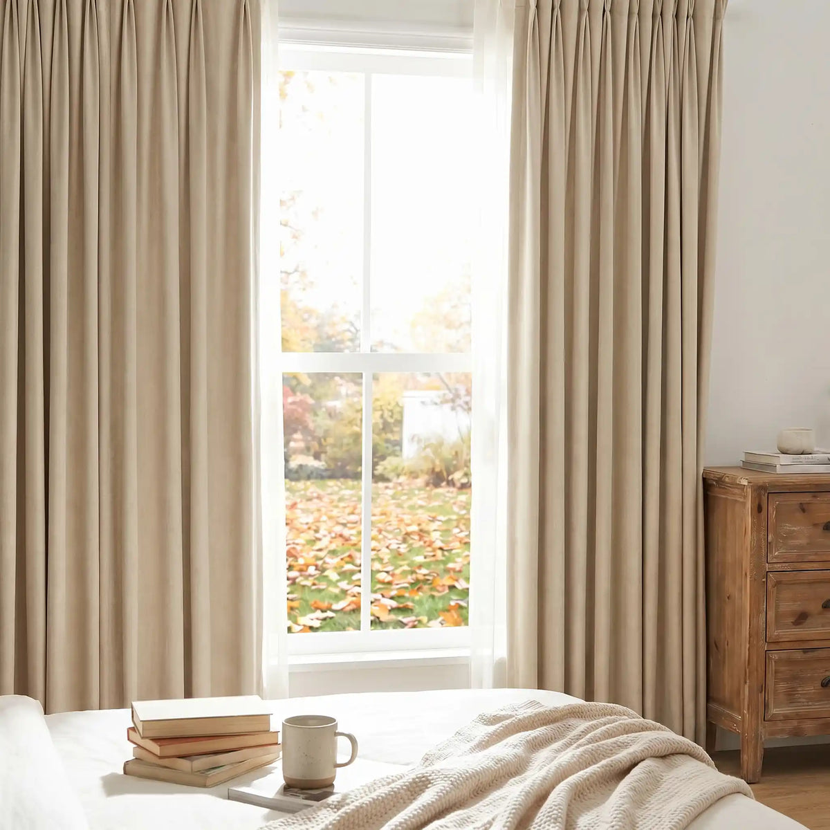 Natural Linen Blackout Woven Texture Curtains-0