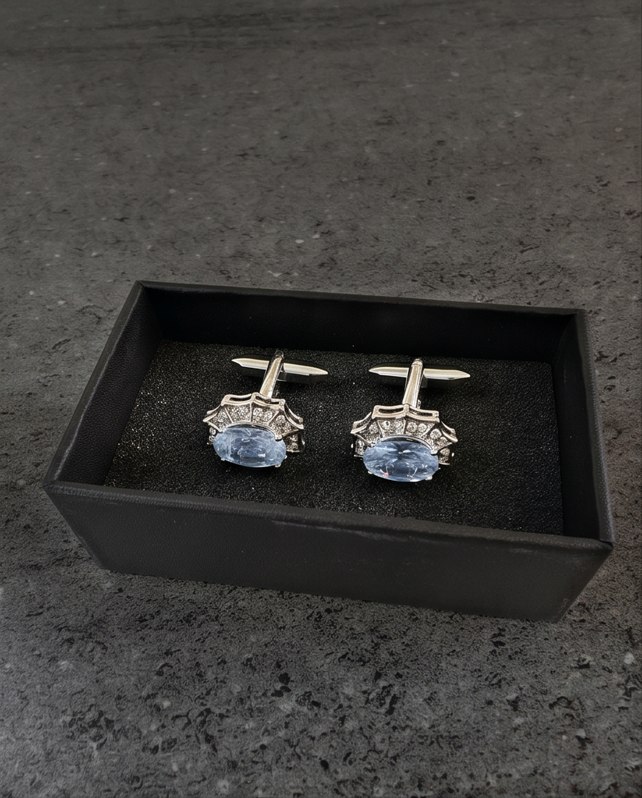 Blue Ice Crown Cufflinks
