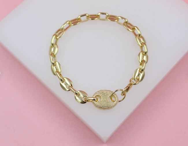 Puffed Mariner Anchor Link Bracelet (I19)-0
