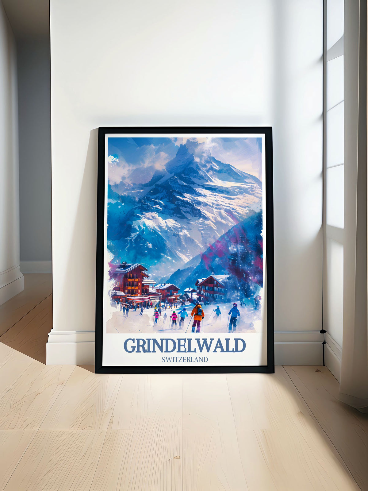 Grindelwald Ski Resort Posters Swiss Alps Fine Travel Prints Jungfrau Modern Wall Art-0