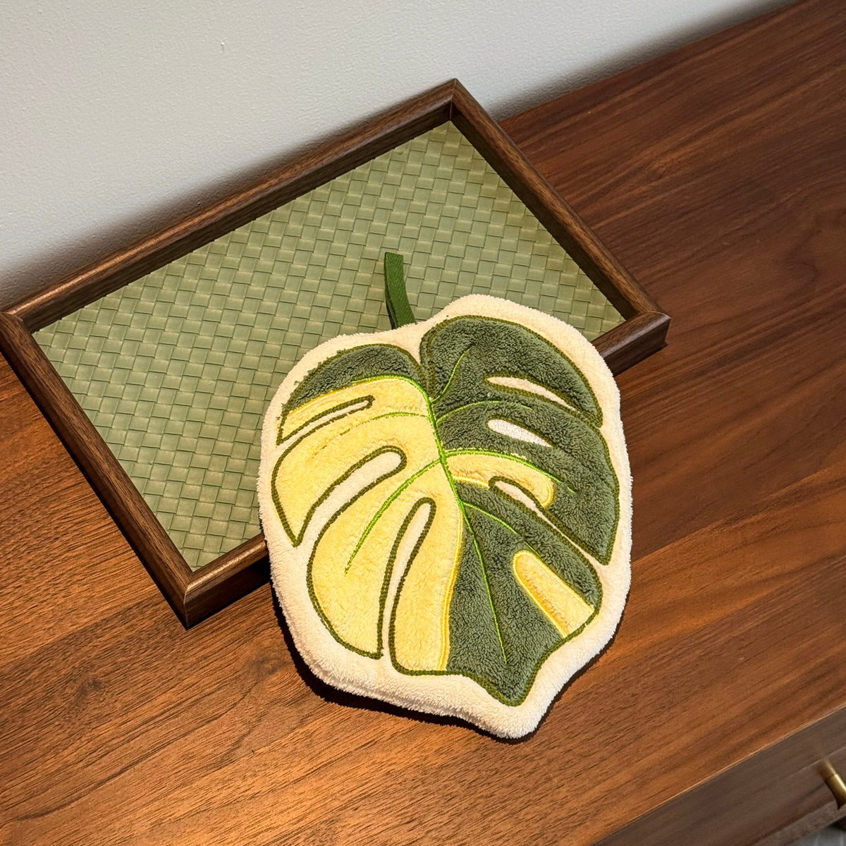 Variegated Monstera Leaf - Hanging Hand Towel-0