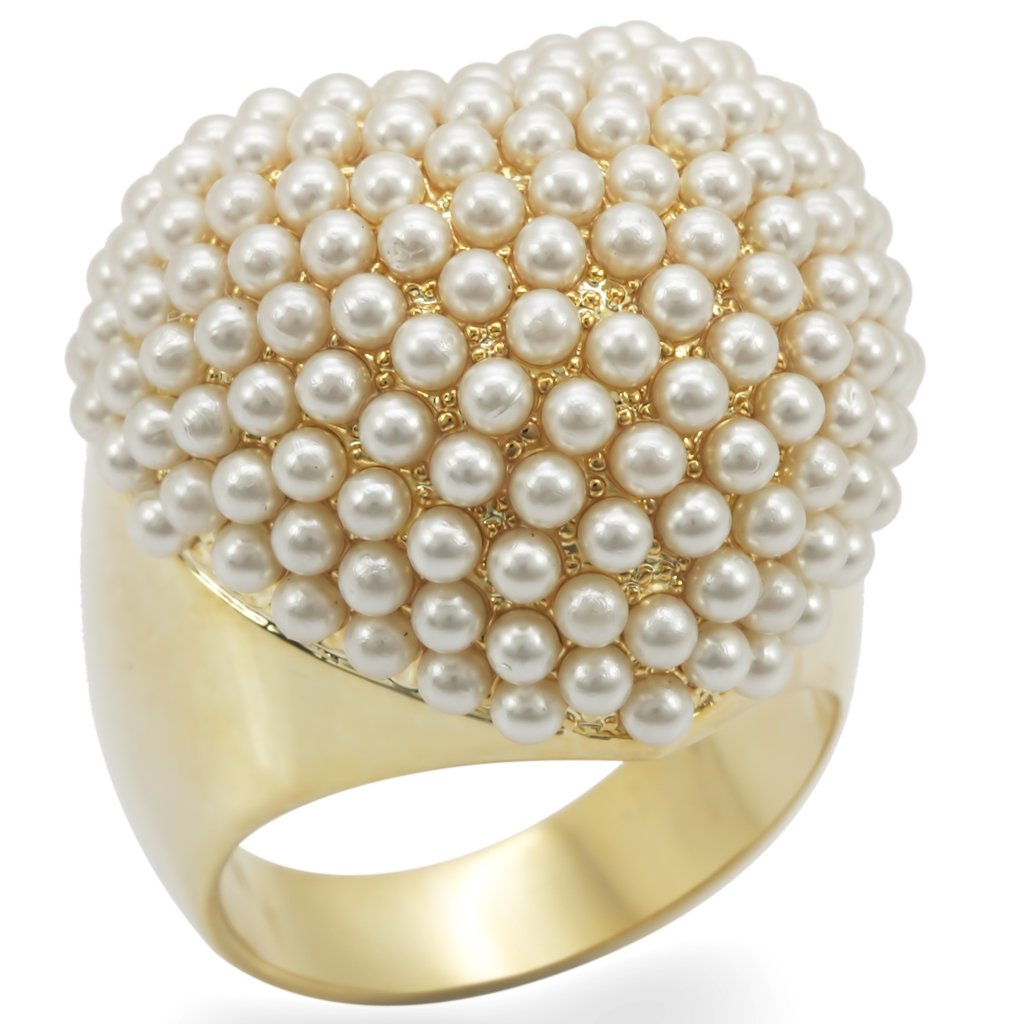 1W058 - Gold Brass Ring with Synthetic  in Citrine Yellow-0