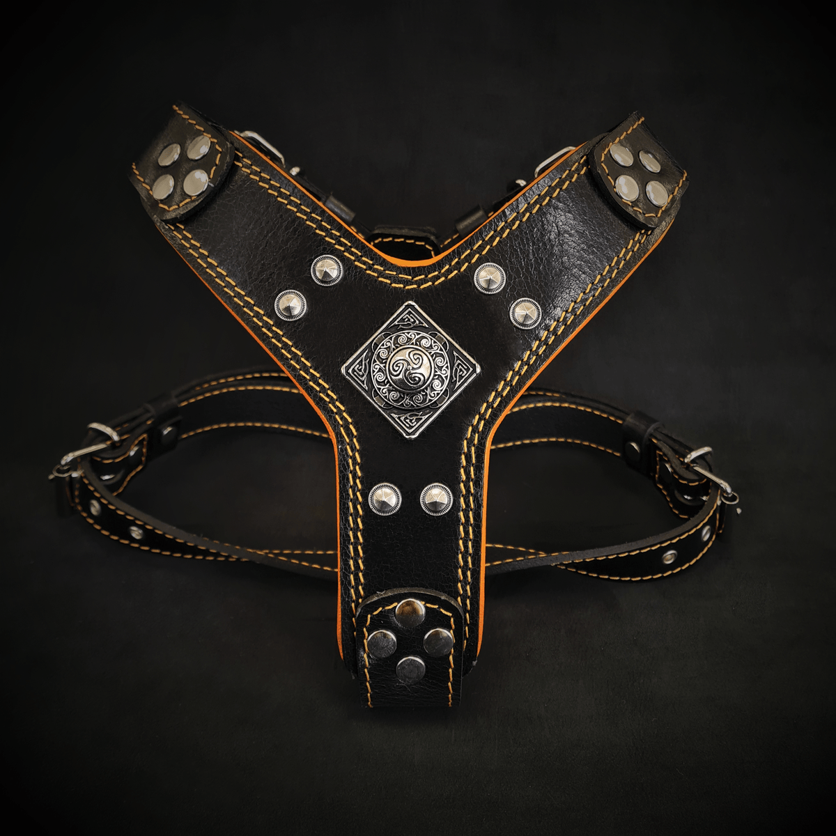 The ''Eros'' harness Black & Orange Small to Medium Size — 10807424647507